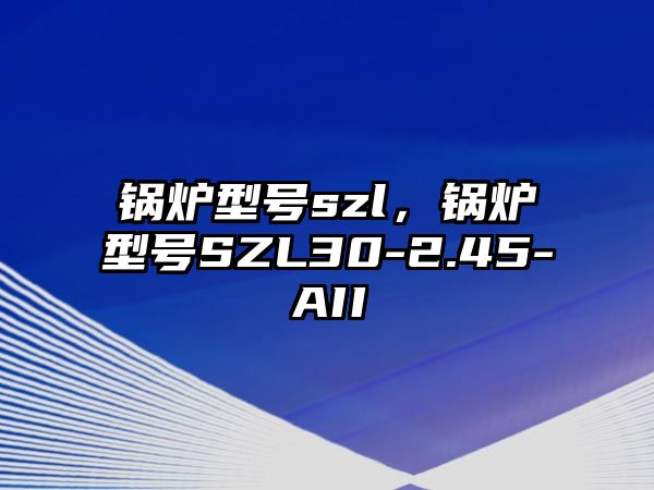 鍋爐型號szl，鍋爐型號SZL30-2.45-AII