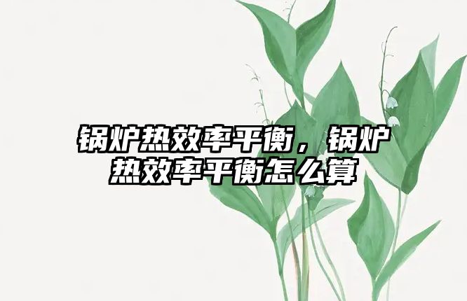 鍋爐熱效率平衡，鍋爐熱效率平衡怎么算