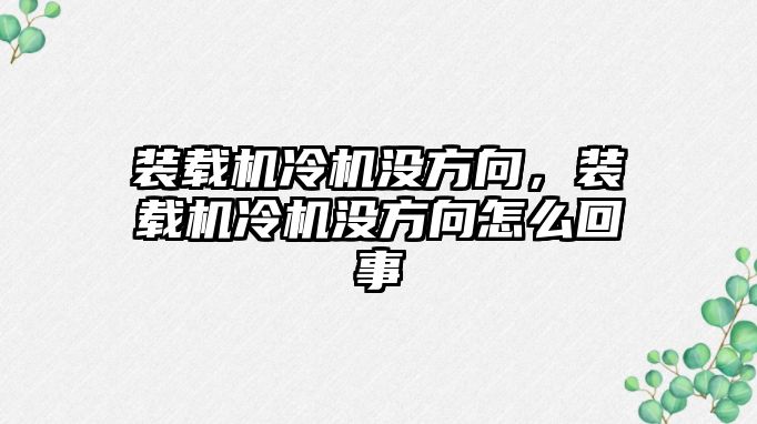 裝載機冷機沒方向，裝載機冷機沒方向怎么回事