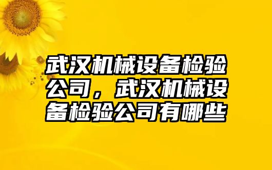 武漢機械設(shè)備檢驗公司，武漢機械設(shè)備檢驗公司有哪些