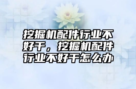 挖掘機配件行業(yè)不好干，挖掘機配件行業(yè)不好干怎么辦