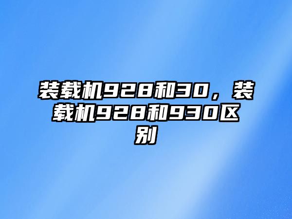 裝載機928和30，裝載機928和930區(qū)別