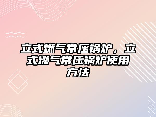 立式燃?xì)獬哄仩t，立式燃?xì)獬哄仩t使用方法