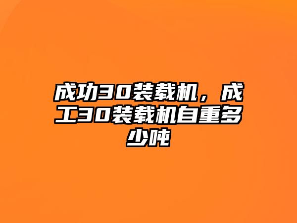 成功30裝載機，成工30裝載機自重多少噸