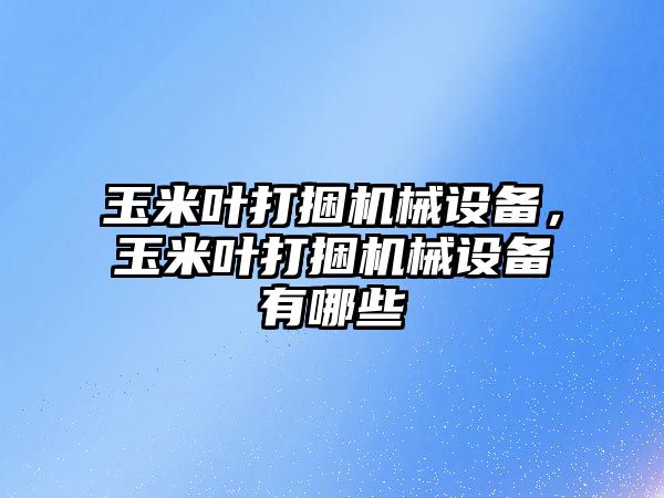 玉米葉打捆機械設備，玉米葉打捆機械設備有哪些