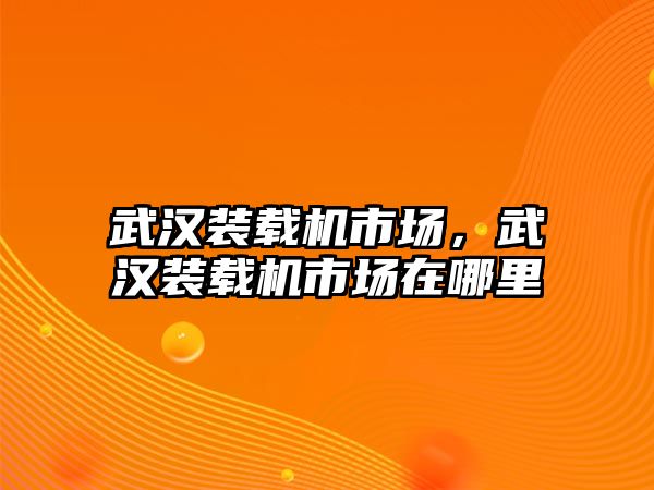 武漢裝載機市場，武漢裝載機市場在哪里