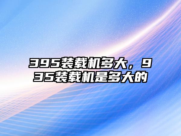 395裝載機(jī)多大，935裝載機(jī)是多大的