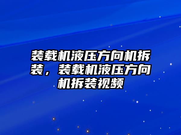 裝載機液壓方向機拆裝，裝載機液壓方向機拆裝視頻