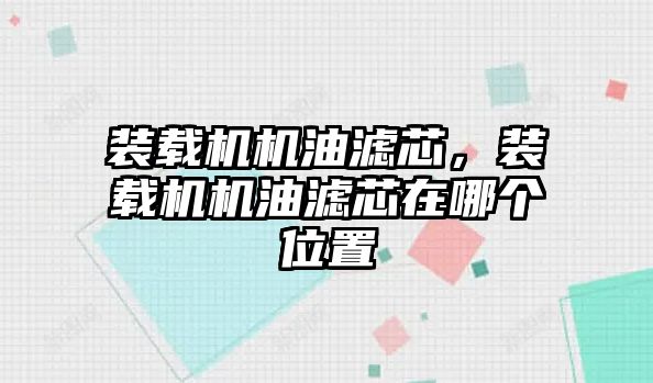 裝載機機油濾芯，裝載機機油濾芯在哪個位置