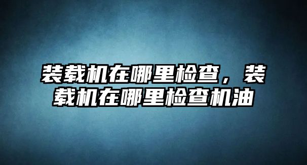 裝載機在哪里檢查，裝載機在哪里檢查機油