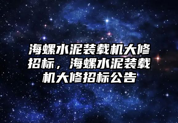 海螺水泥裝載機大修招標，海螺水泥裝載機大修招標公告