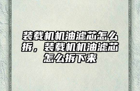 裝載機機油濾芯怎么拆，裝載機機油濾芯怎么拆下來