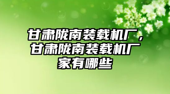 甘肅隴南裝載機廠，甘肅隴南裝載機廠家有哪些