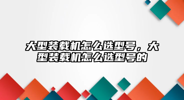 大型裝載機(jī)怎么選型號(hào)，大型裝載機(jī)怎么選型號(hào)的