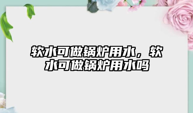 軟水可做鍋爐用水，軟水可做鍋爐用水嗎