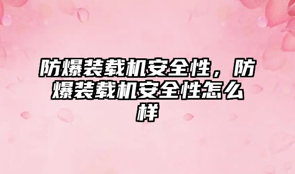 防爆裝載機安全性，防爆裝載機安全性怎么樣