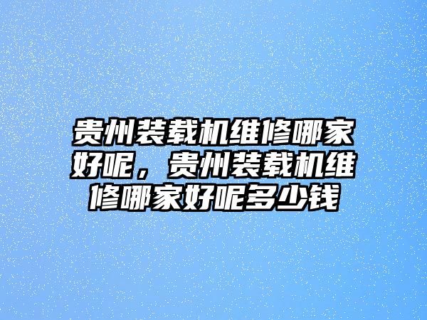 貴州裝載機(jī)維修哪家好呢，貴州裝載機(jī)維修哪家好呢多少錢