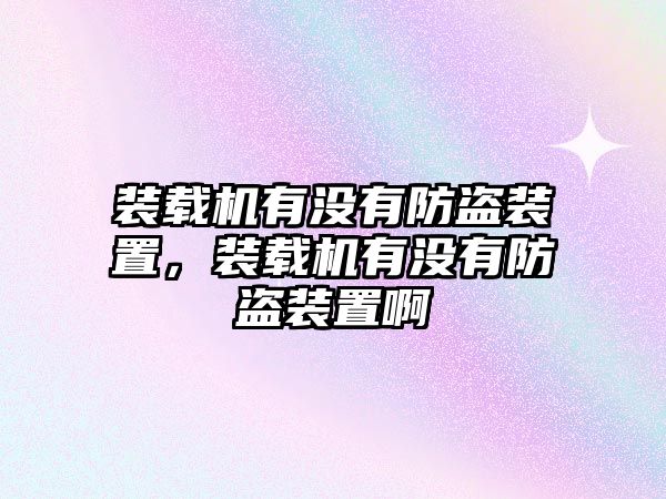 裝載機有沒有防盜裝置，裝載機有沒有防盜裝置啊