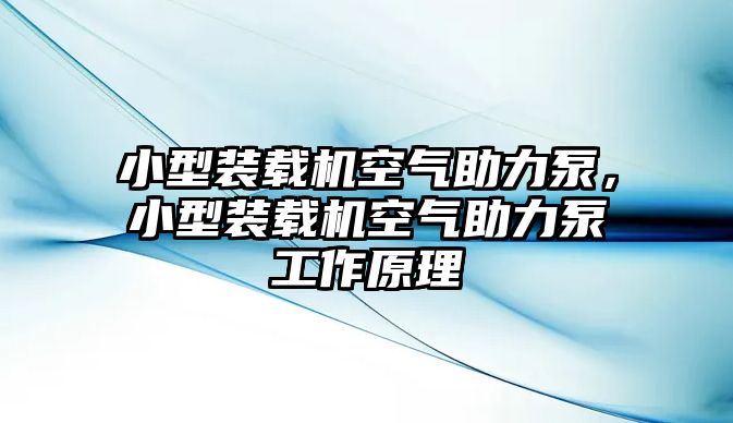 小型裝載機(jī)空氣助力泵，小型裝載機(jī)空氣助力泵工作原理