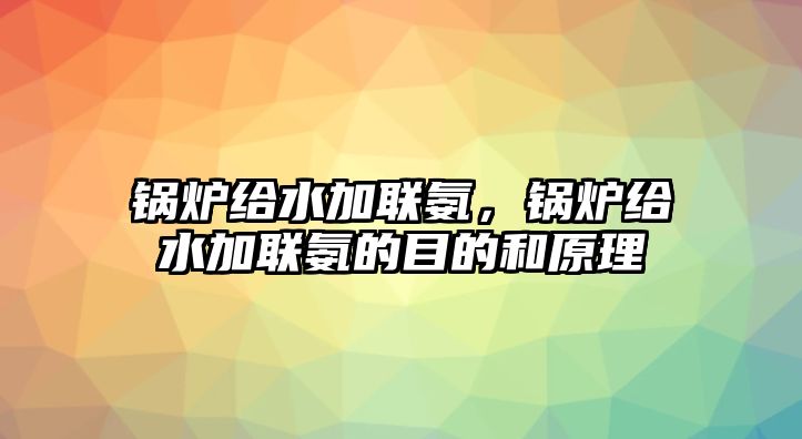 鍋爐給水加聯(lián)氨，鍋爐給水加聯(lián)氨的目的和原理