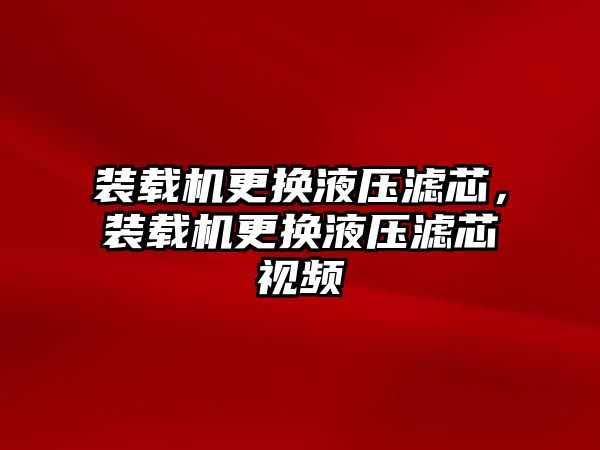 裝載機更換液壓濾芯，裝載機更換液壓濾芯視頻