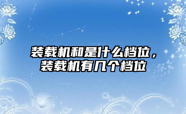 裝載機和是什么檔位，裝載機有幾個檔位