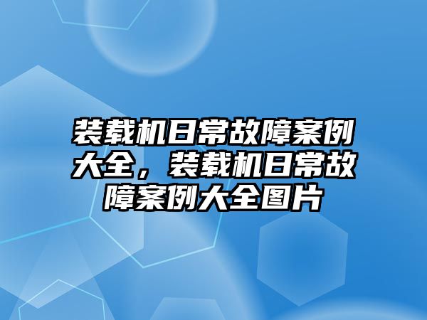 裝載機(jī)日常故障案例大全，裝載機(jī)日常故障案例大全圖片