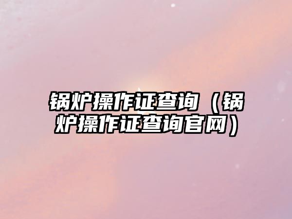 鍋爐操作證查詢（鍋爐操作證查詢官網(wǎng)）