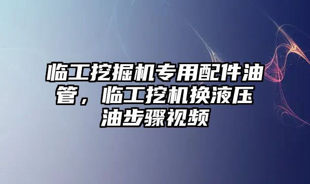 臨工挖掘機專用配件油管，臨工挖機換液壓油步驟視頻