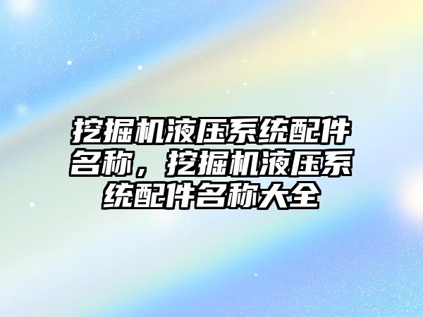 挖掘機液壓系統配件名稱，挖掘機液壓系統配件名稱大全