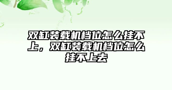 雙缸裝載機(jī)檔位怎么掛不上，雙缸裝載機(jī)檔位怎么掛不上去