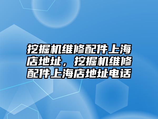 挖掘機(jī)維修配件上海店地址，挖掘機(jī)維修配件上海店地址電話