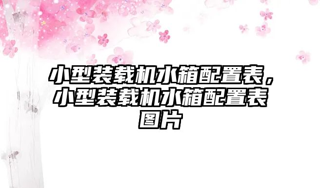 小型裝載機(jī)水箱配置表，小型裝載機(jī)水箱配置表圖片