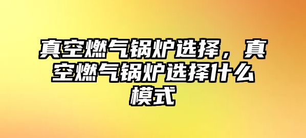 真空燃?xì)忮仩t選擇，真空燃?xì)忮仩t選擇什么模式