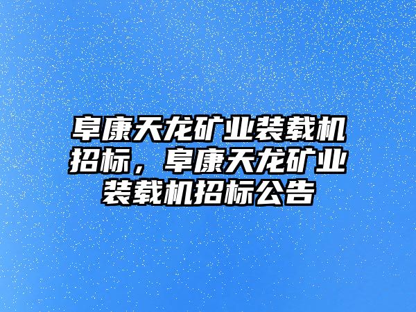 阜康天龍礦業(yè)裝載機招標(biāo)，阜康天龍礦業(yè)裝載機招標(biāo)公告