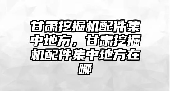 甘肅挖掘機配件集中地方，甘肅挖掘機配件集中地方在哪