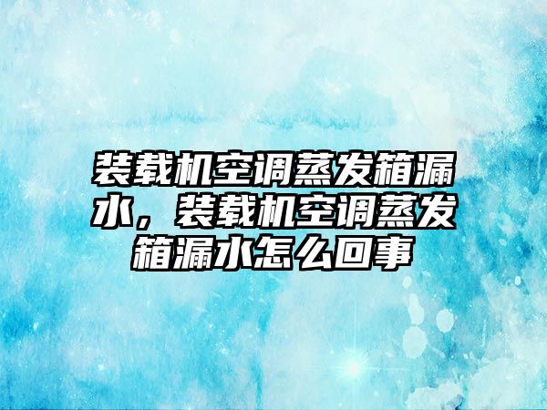 裝載機(jī)空調(diào)蒸發(fā)箱漏水，裝載機(jī)空調(diào)蒸發(fā)箱漏水怎么回事