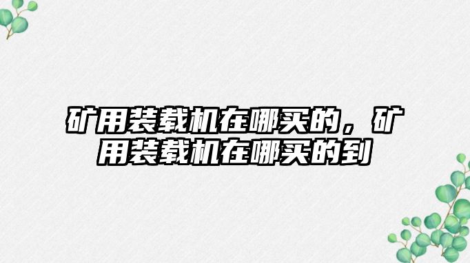 礦用裝載機(jī)在哪買(mǎi)的，礦用裝載機(jī)在哪買(mǎi)的到