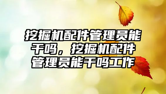 挖掘機配件管理員能干嗎，挖掘機配件管理員能干嗎工作