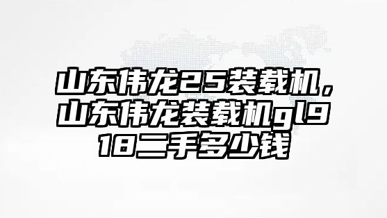 山東偉龍25裝載機(jī)，山東偉龍裝載機(jī)gl918二手多少錢