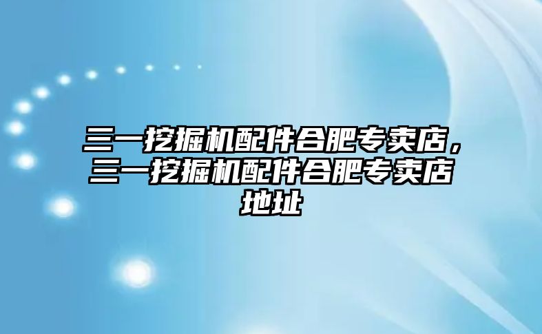 三一挖掘機(jī)配件合肥專賣店，三一挖掘機(jī)配件合肥專賣店地址