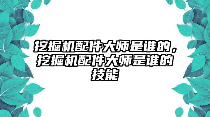 挖掘機(jī)配件大師是誰的，挖掘機(jī)配件大師是誰的技能