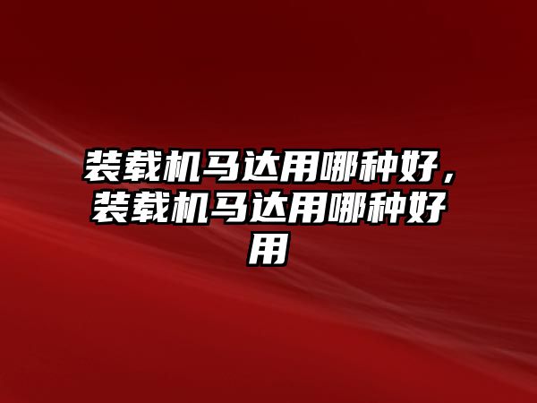 裝載機(jī)馬達(dá)用哪種好，裝載機(jī)馬達(dá)用哪種好用