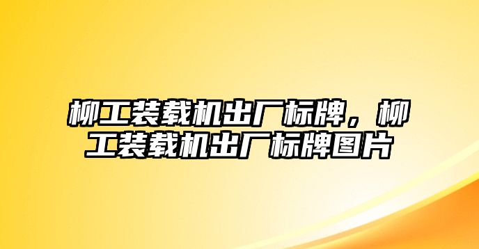 柳工裝載機(jī)出廠標(biāo)牌，柳工裝載機(jī)出廠標(biāo)牌圖片