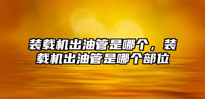 裝載機(jī)出油管是哪個(gè)，裝載機(jī)出油管是哪個(gè)部位