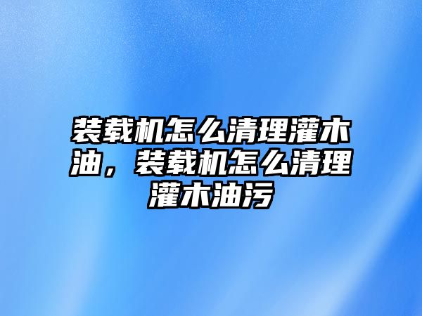 裝載機(jī)怎么清理灌木油，裝載機(jī)怎么清理灌木油污