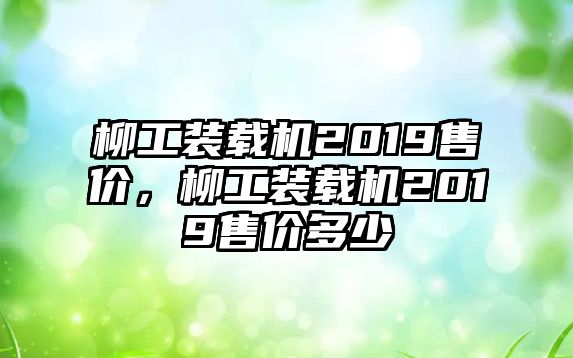 柳工裝載機(jī)2019售價，柳工裝載機(jī)2019售價多少