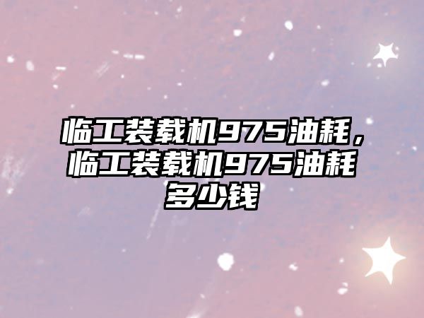 臨工裝載機(jī)975油耗，臨工裝載機(jī)975油耗多少錢