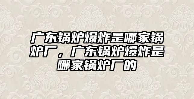 廣東鍋爐爆炸是哪家鍋爐廠，廣東鍋爐爆炸是哪家鍋爐廠的