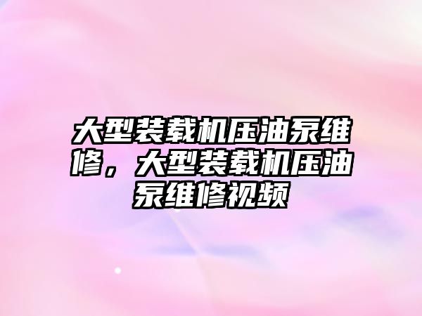 大型裝載機(jī)壓油泵維修，大型裝載機(jī)壓油泵維修視頻